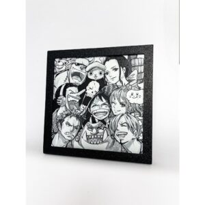 Quadro decorativo de One Piece com moldura - 16x16cm