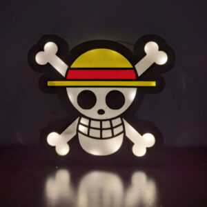 Luminária de One Piece - Abajur decorativo Jolly Roger do Luffy